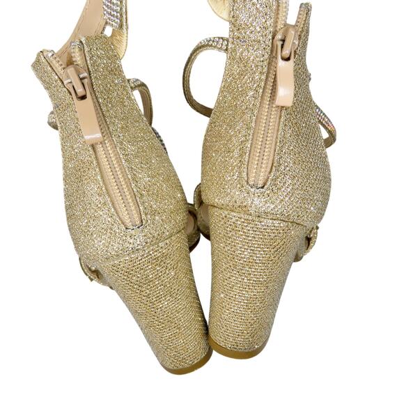 Top Moda Rosa-66 Gold Rhinestone Sparkle Ankle Strap Heels Size 8 - Picture 8 of 13